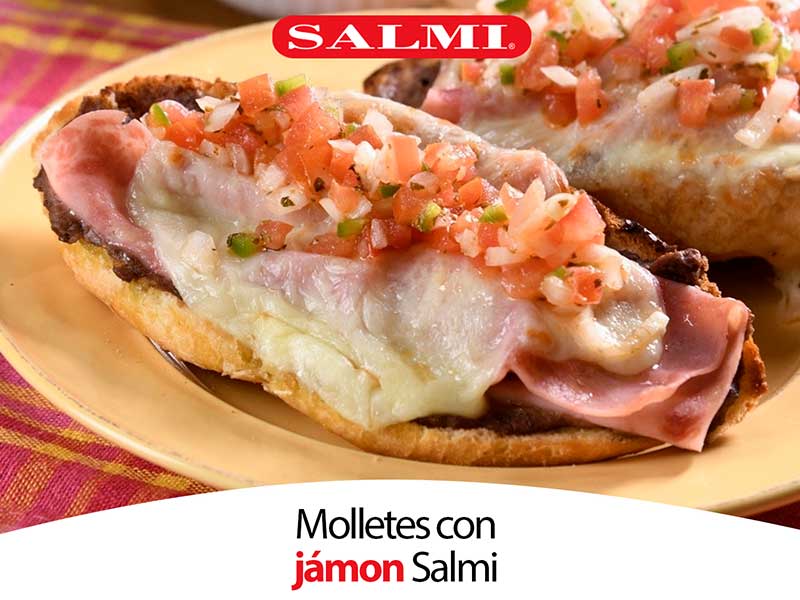 Molletes con jamón