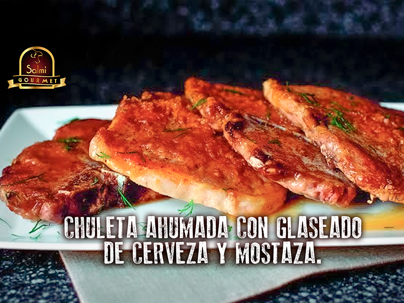 Chuleta ahumada Salmi Gourmet con glaseado de cerveza y mostaza – Salmi del  Sureste